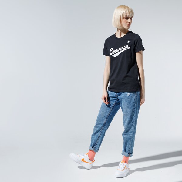 Krekli sievietēm CONVERSE T-SHIRT WMN NOVA CENTER FRONT LOGO TEE 10018268-a01 krāsa melna