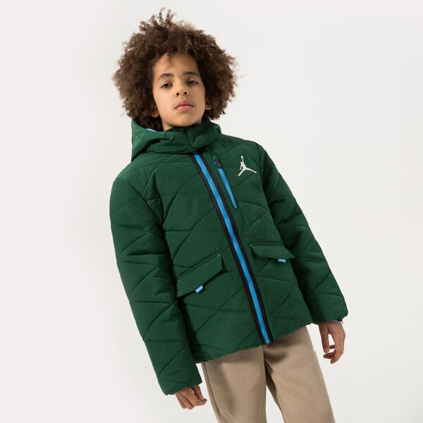 Virsjakas bērniem JORDAN JAKA ZIEMAS DETACH HOOD PUFFER JACKET BOY 95b649-t17 krāsa zaļa