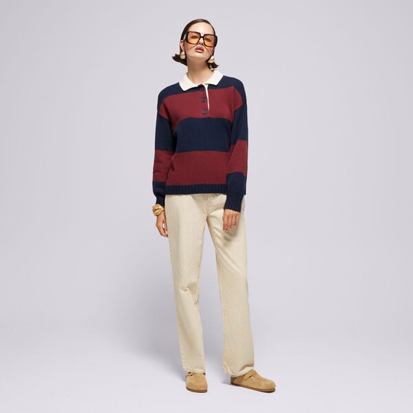 Sieviešu džemperis LEVI'S SVITERIS IVY LEAGUE STRIPED SWEATER REDS a8504-0001 krāsa bordo