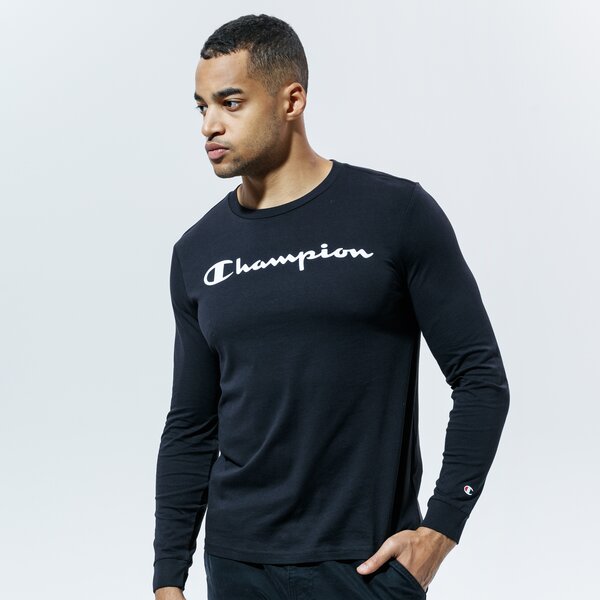 Vīriešu t krekli CHAMPION T-SHIRT CREWNECK LONG SLEEVE T-SHIRT 214748kk001 krāsa melna