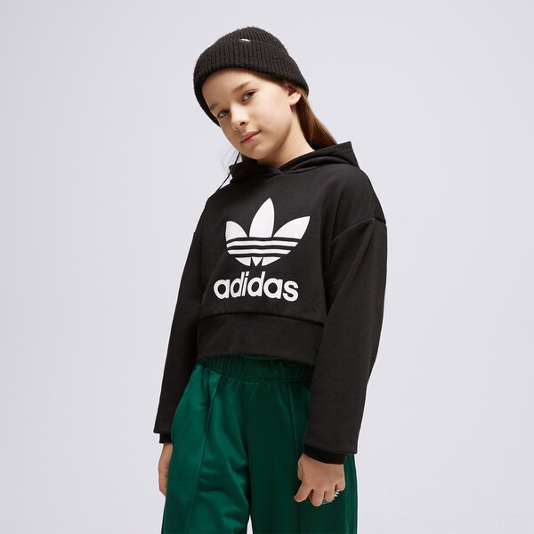 Džemperi bērniem ADIDAS  DŽEMPERIS AR KAPUCI  CROPPED GIRL ij9719 krāsa melna