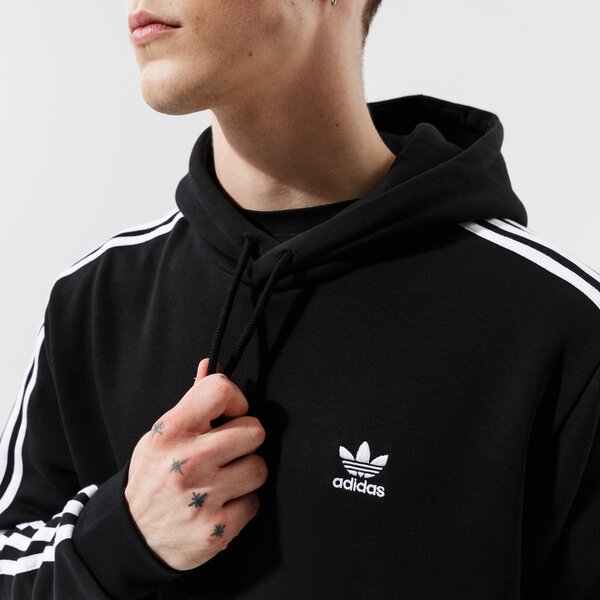 Vīriešu džemperis ADIDAS  DŽEMPERIS AR KAPUCI  3-STRIPES HOODY h06676 krāsa melna