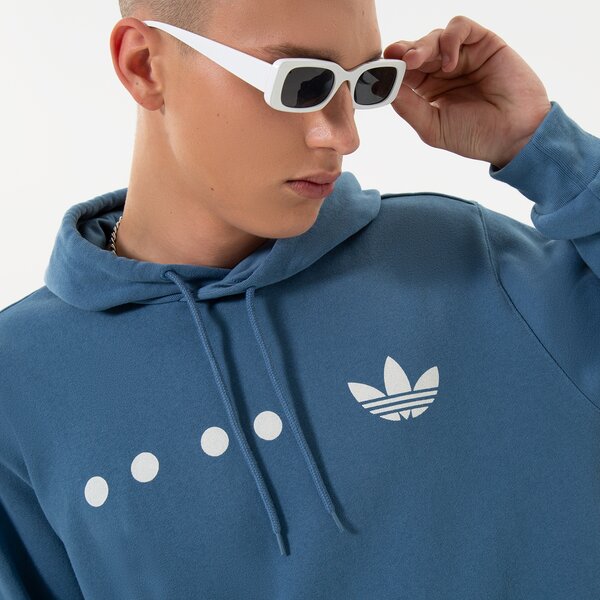 Vīriešu džemperis ADIDAS  DŽEMPERIS AR KAPUCI  LOGO HOOD hk2762 krāsa zila