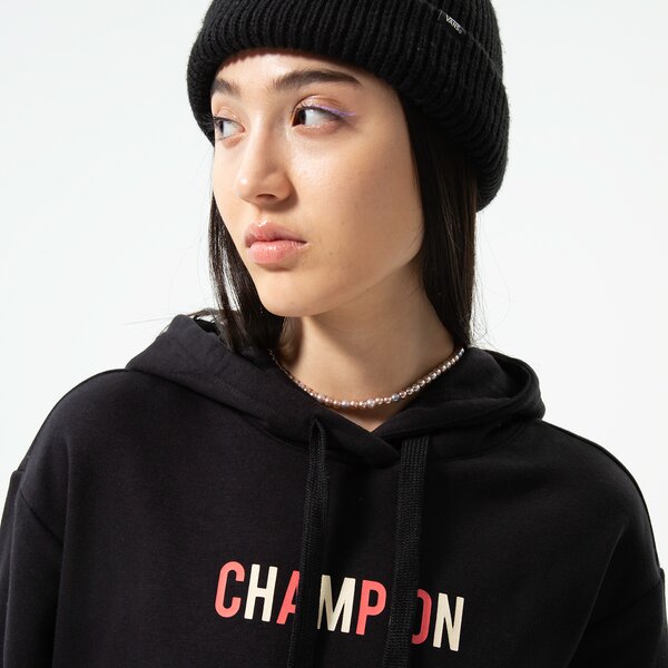 Sieviešu džemperis CHAMPION  DŽEMPERIS AR KAPUCI  HOODED SWEATSHIRT 115991kk001 krāsa melna