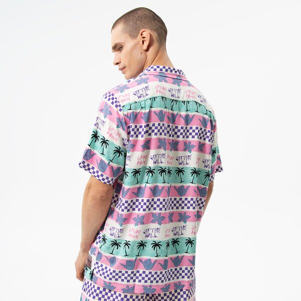 Vīriešu t krekli VANS T-SHIRT CALIFORNIA STRIPE WOVEN SHIRT vn0007rtpnk1 krāsa rozā