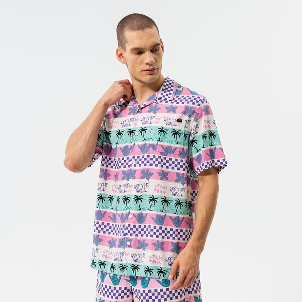 Vīriešu t krekli VANS T-SHIRT CALIFORNIA STRIPE WOVEN SHIRT vn0007rtpnk1 krāsa rozā