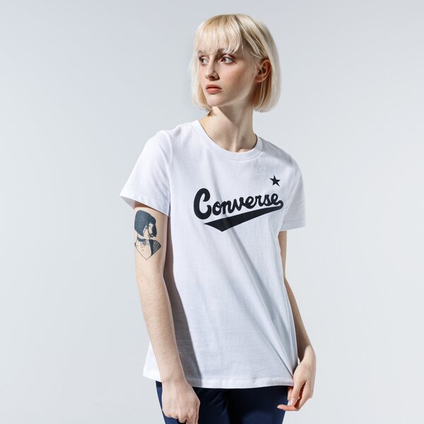 Krekli sievietēm CONVERSE T-SHIRT WMN NOVA CENTER FRONT LOGO TEE 10018268-a04 krāsa balta