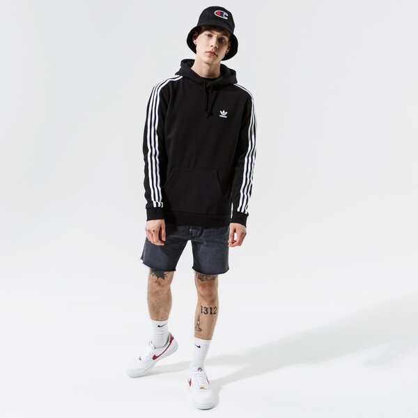 Vīriešu džemperis ADIDAS  DŽEMPERIS AR KAPUCI  3-STRIPES HOODY h06676 krāsa melna