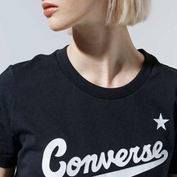 Krekli sievietēm CONVERSE T-SHIRT WMN NOVA CENTER FRONT LOGO TEE 10018268-a01 krāsa melna