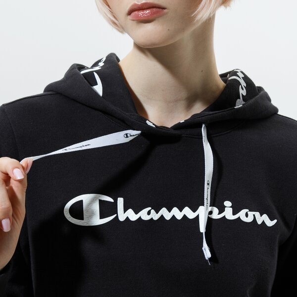 Sieviešu džemperis CHAMPION  DŽEMPERIS AR KAPUCI  HOODED SWEATSHIRT 112580kk001 krāsa melna