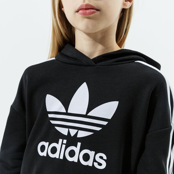 Džemperi bērniem ADIDAS  DŽEMPERIS AR KAPUCI  CROPPED HOODIE GIRL h32337 krāsa melna