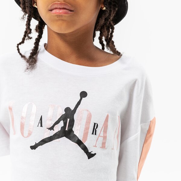T krekli bērniem JORDAN T-SHIRT PINK SATIN GIRL 45b516-001 krāsa balta