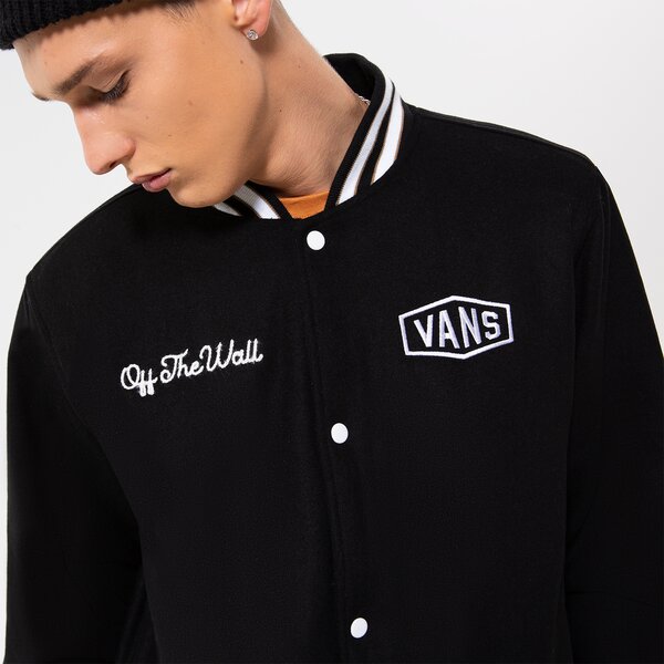 Vīriešu jaka VANS JAKA CHECKERBOARD RESEARCH VARSITY JACKET vn0a7s92blk1 krāsa melna