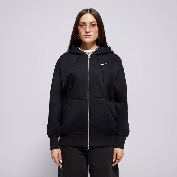 Sieviešu džemperis NIKE DŽEMPERIS AR RĀVĒJSLĒDZĒJU  W NSW   PHNX FLC FZ OS HOOD dq5758-010 krāsa melna