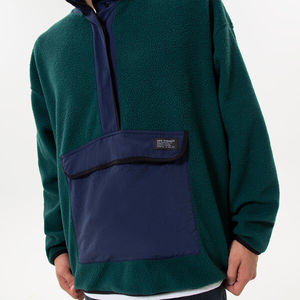 Vīriešu džemperis LEVI'S DŽEMPERIS DŽEMPERIS FLEECE MOCK NECK a3301-0001 krāsa zaļa