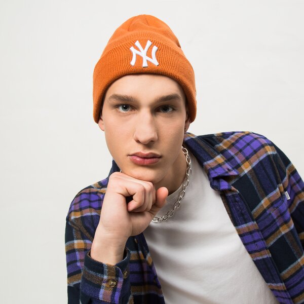 Vīriešu ziemas cepure NEW ERA CEPURE LE BEANIE NYY ORA 60292611 krāsa oranža