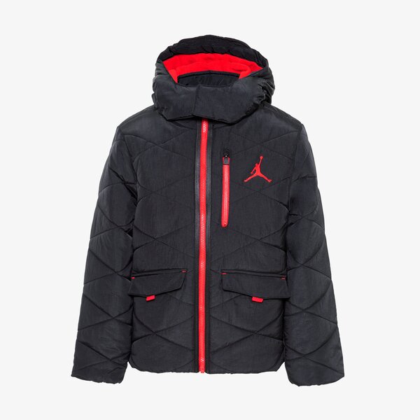 Virsjakas bērniem JORDAN JAKA ZIEMAS DETACH HOOD PUFFER JACKET BOY 95b649-023 krāsa melna