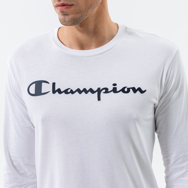 Vīriešu t krekli CHAMPION T-SHIRT CREWNECK LONG SLEEVE T-SHIRT 214748ww001 krāsa balta