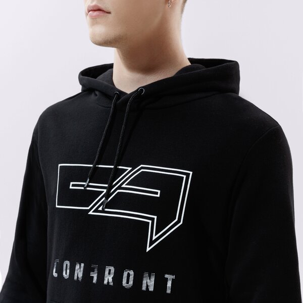 Vīriešu džemperis CONFRONT  DŽEMPERIS AR KAPUCI  LOGO HOODY BLACK  cf121blm24001 krāsa melna