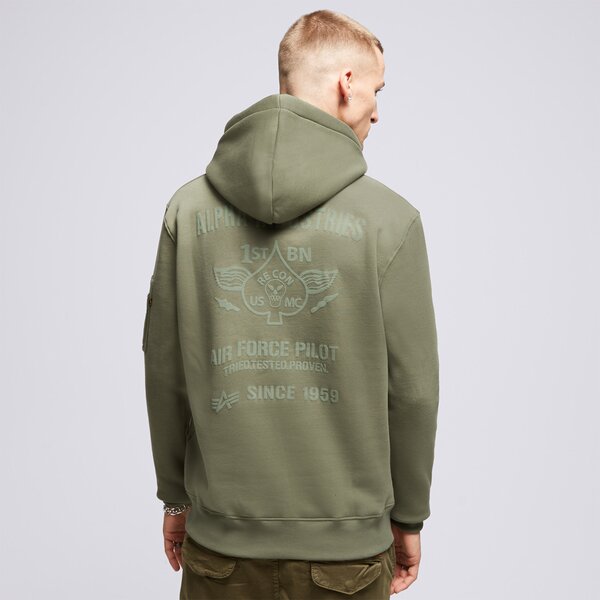 Vīriešu džemperis ALPHA INDUSTRIES  DŽEMPERIS AR KAPUCI  AIR FORCE 138337142 krāsa haki