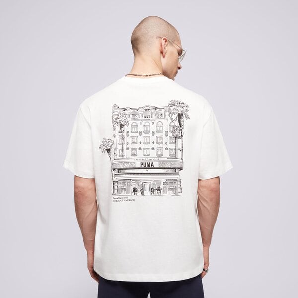 Vīriešu t krekli PUMA T-SHIRT GRAPHICS PUMA HOTEL RELAXED TEE 629636 02 krāsa balta