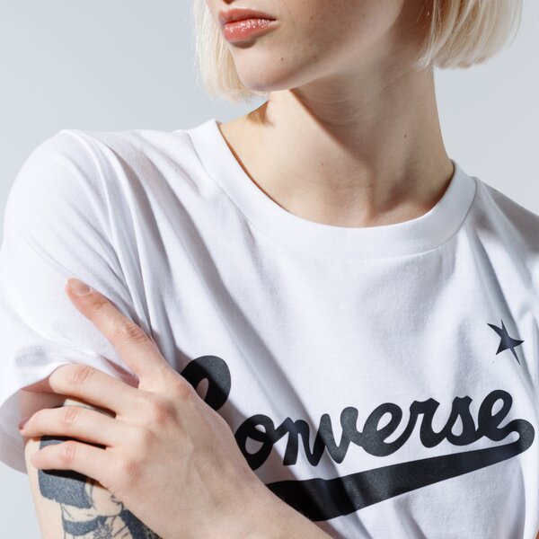 Krekli sievietēm CONVERSE T-SHIRT WMN NOVA CENTER FRONT LOGO TEE 10018268-a04 krāsa balta