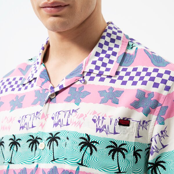 Vīriešu t krekli VANS T-SHIRT CALIFORNIA STRIPE WOVEN SHIRT vn0007rtpnk1 krāsa rozā