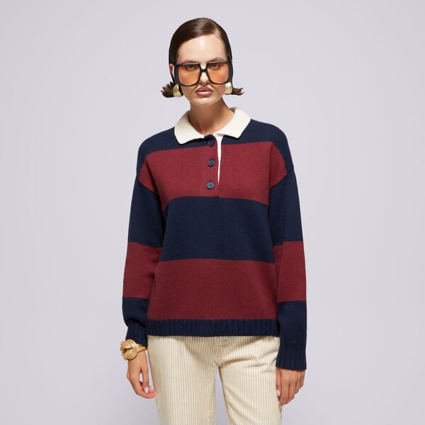 Sieviešu džemperis LEVI'S SVITERIS IVY LEAGUE STRIPED SWEATER REDS a8504-0001 krāsa bordo