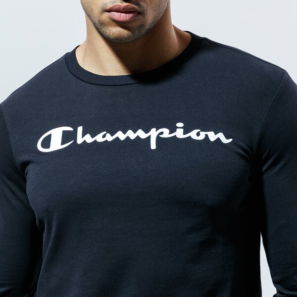 Vīriešu t krekli CHAMPION T-SHIRT CREWNECK LONG SLEEVE T-SHIRT 214748kk001 krāsa melna