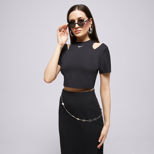 Krekli sievietēm NIKE T-SHIRT W NSW ESSNTL SS TOP CUT OUT dv7962-010 krāsa melna
