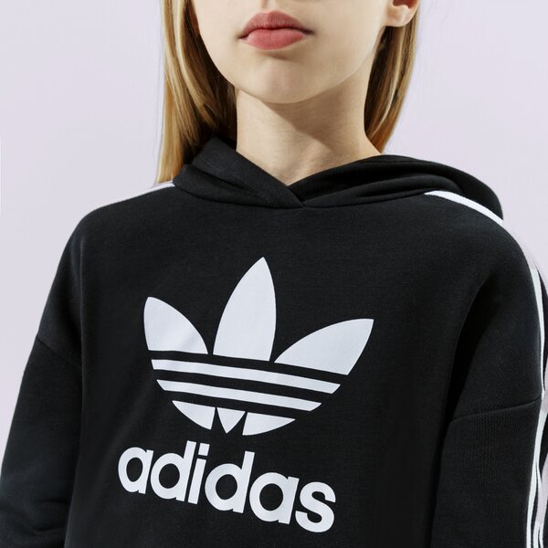 Džemperi bērniem ADIDAS  DŽEMPERIS AR KAPUCI  CROPPED HOODIE GIRL h32337 krāsa melna