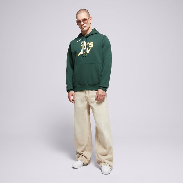 Vīriešu džemperis NIKE  DŽEMPERIS AR KAPUCI  MLB LOGO CLUB FLEECE HOOD OAKLAND nkdk-3ey-fz-ckx krāsa zaļa