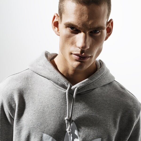Vīriešu džemperis ADIDAS  DŽEMPERIS AR KAPUCI  TREFOIL HOODIE ADICOLOR dt7963 krāsa pelēka