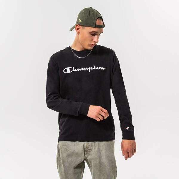 Vīriešu t krekli CHAMPION T-KREKLS CREWNECK LONG SLEEVE T-KREKLS 218285kk001 krāsa melna