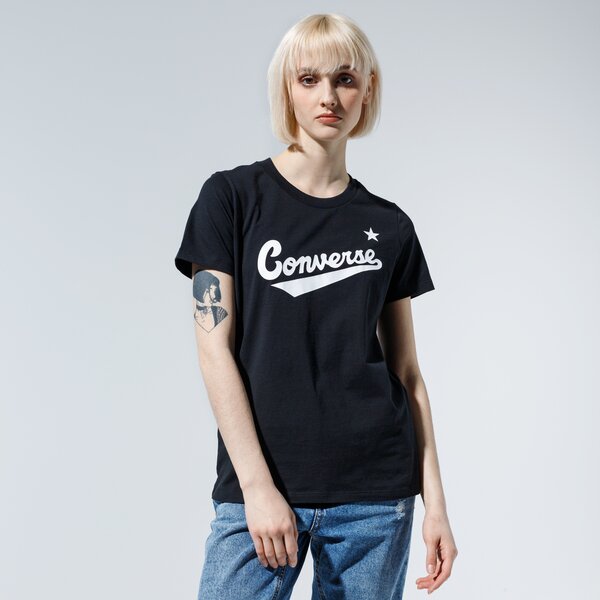 Krekli sievietēm CONVERSE T-SHIRT WMN NOVA CENTER FRONT LOGO TEE 10018268-a01 krāsa melna