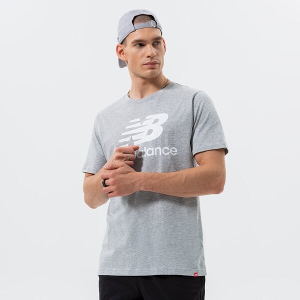 Vīriešu t krekli NEW BALANCE T-SHIRT ESSENTIALS STACKED LOGO TEE mt01575ag krāsa pelēka