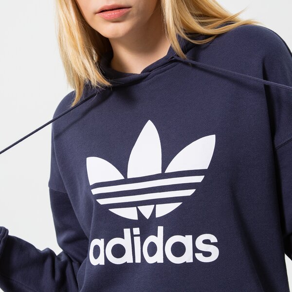 Sieviešu džemperis ADIDAS  DŽEMPERIS AR KAPUCI  TRF HOODIE he6951 krāsa tumši zila