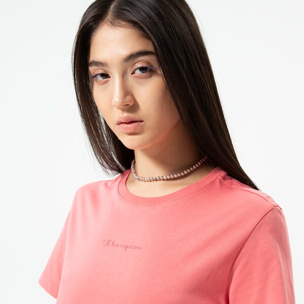 Krekli sievietēm CHAMPION T-SHIRT CREWNECK CROP T-SHIRT 115683ps171 krāsa rozā