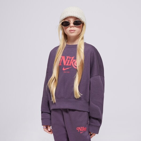 Džemperi bērniem NIKE DŽEMPERIS G NSW TREND FLC CRP CREW GIRL hm0531-573 krāsa tumši zila