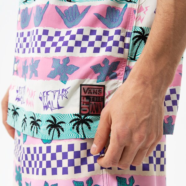 Vīriešu t krekli VANS T-SHIRT CALIFORNIA STRIPE WOVEN SHIRT vn0007rtpnk1 krāsa rozā