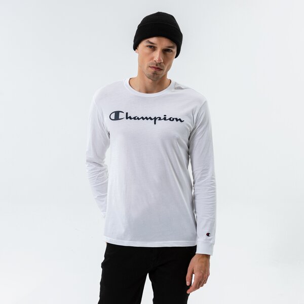Vīriešu t krekli CHAMPION T-SHIRT CREWNECK LONG SLEEVE T-SHIRT 214748ww001 krāsa balta