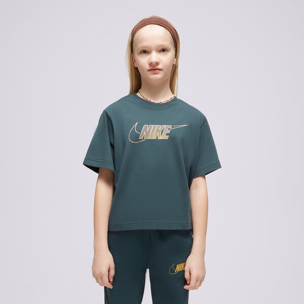 T krekli bērniem NIKE T SHIRT G NSW TEE BOXY METALLIC HBR GIRL fj6785-328 krāsa zaļa