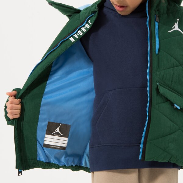 Virsjakas bērniem JORDAN JAKA ZIEMAS DETACH HOOD PUFFER JACKET BOY 95b649-t17 krāsa zaļa
