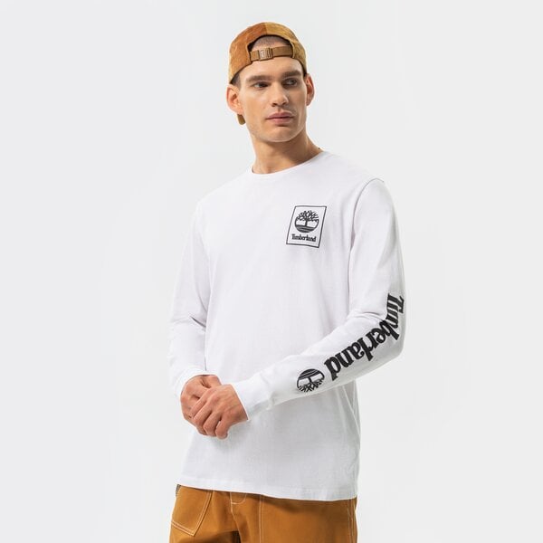 Vīriešu t krekli TIMBERLAND T-KREKLS LS NEW STACK LOGO WHITE/BLACK tb0a64h5p541 krāsa balta