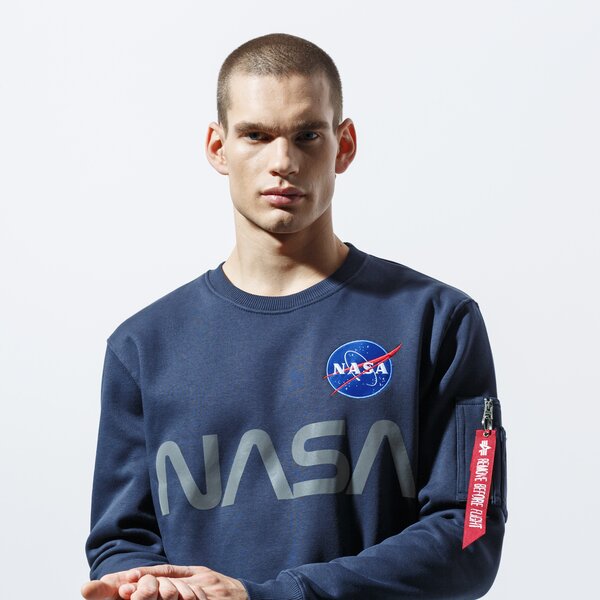 Vīriešu džemperis ALPHA INDUSTRIES DŽEMPERIS NASA REFLECTIVE SWEATER 178309-07 krāsa tumši zila