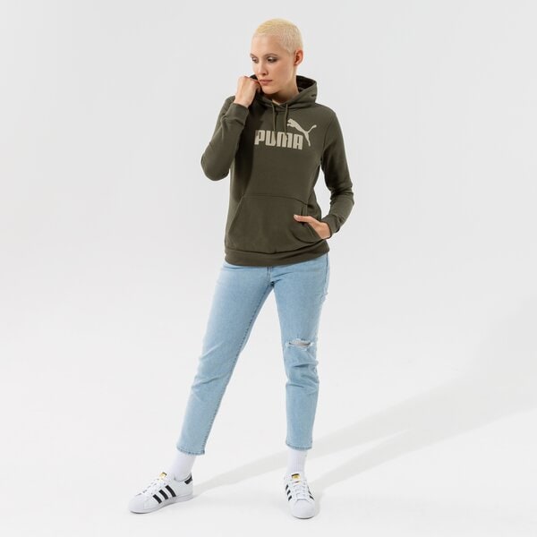 Sieviešu džemperis PUMA  DŽEMPERIS AR KAPUCI  ESS LOGO HOODIE FL (S)  GRAPE LEA 58678944 krāsa haki