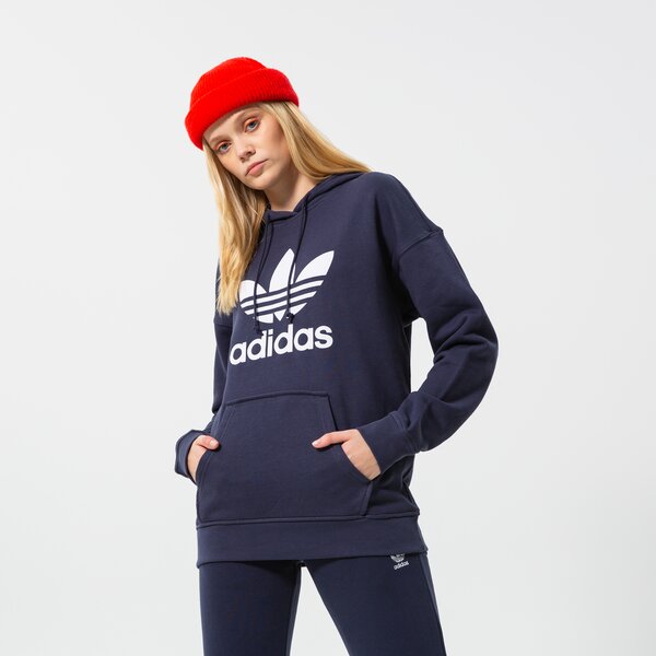 Sieviešu džemperis ADIDAS  DŽEMPERIS AR KAPUCI  TRF HOODIE he6951 krāsa tumši zila