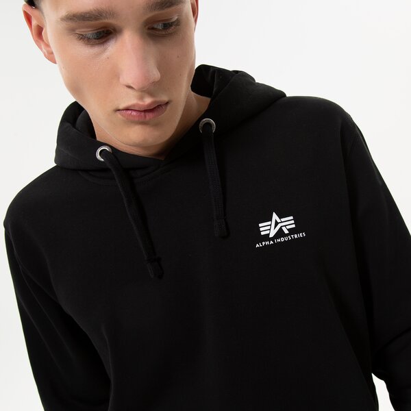 Vīriešu džemperis ALPHA INDUSTRIES  DŽEMPERIS AR KAPUCI  BASIC 196318-03 krāsa melna