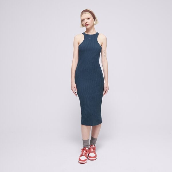 Sieviešu NIKE KLEITA W NSW NK CHLL KNT RIB MIDI DRS fn3679-478 krāsa tumši zila