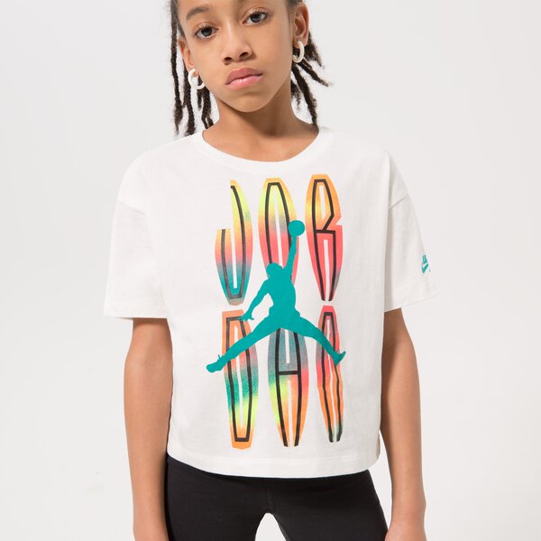 T krekli bērniem JORDAN T-SHIRT MJ MVP STACK GIRL 45b804-782 krāsa balta
